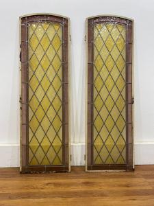Coppia di vetrate cattedrale rilegate al piombo primo 900 - 142 x 44 cm