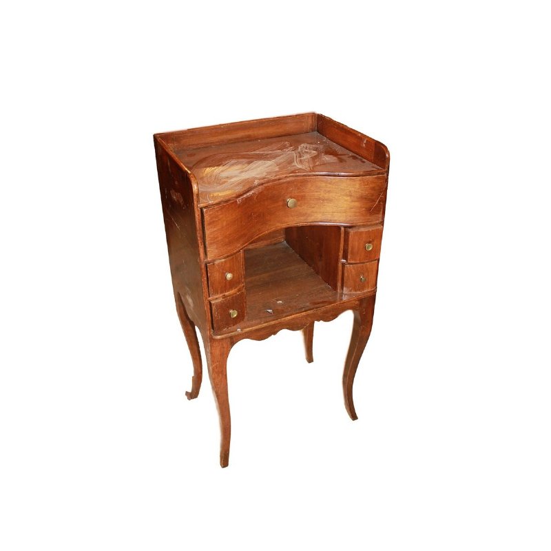 Rustic bedside table with drawers, 19th century