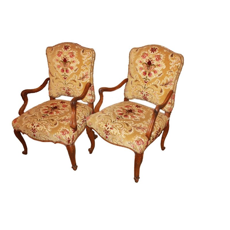 Par de poltronas altas francesas de meados de 1800