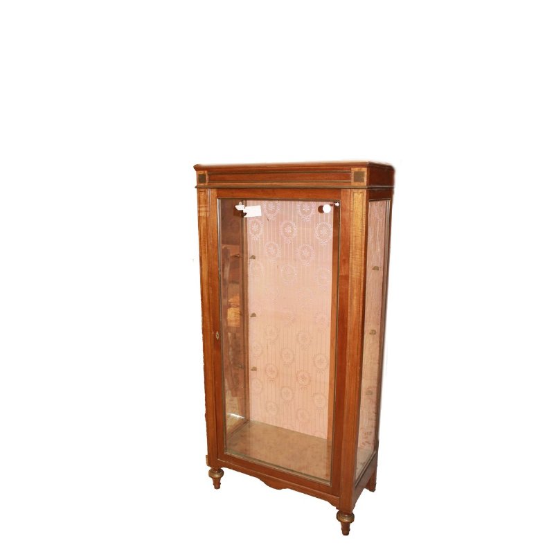 Vitrine Luís XVI em Mogno com Prateleiras de Cristal - Século XIX