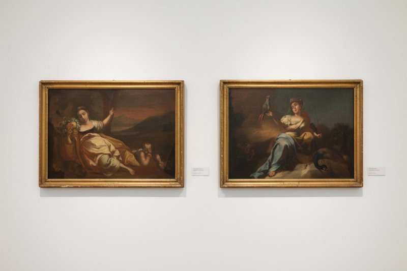 Pair of 18th Century Allegory Oil Paintings on Canvas