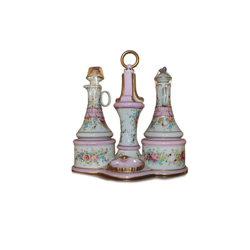 Reggipoggiamano e portaaceto del 1800 in porcellana francese