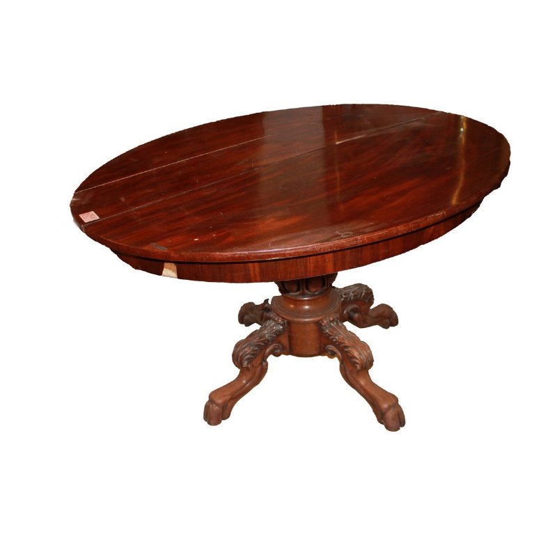 Mesa oval estilo Biedermeier em madeira de mogno do século XIX
