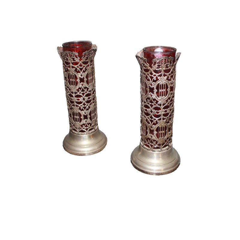 Par de vasos de Vidro e Sheffield - Século XX