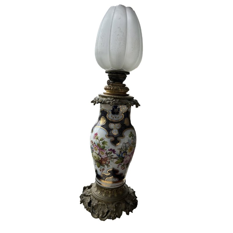 Pair of 19th Century French Decorated Porcelain Lamps