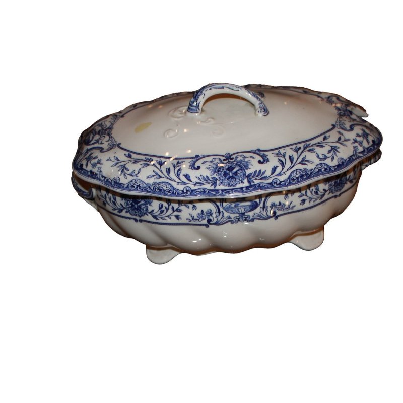 Belgian Blue and White Porcelain Tureen