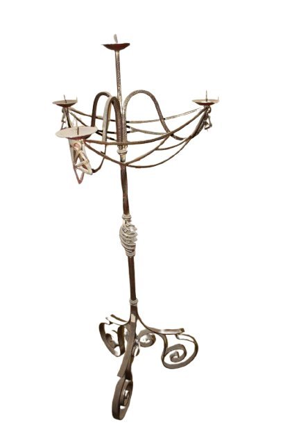 Torciere in ferro battuto stile Liberty XX secolo
