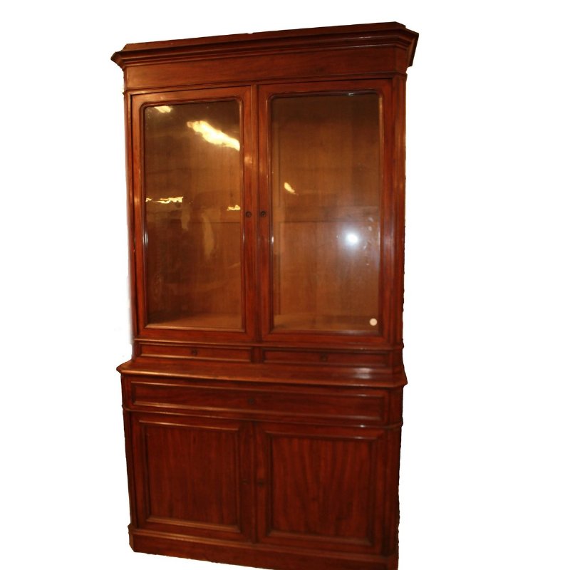 Bookcase Luigi Filippo style in mahogany