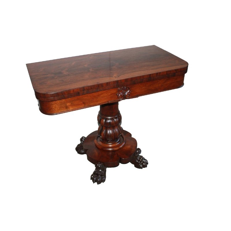 Tavolino da Gioco Inglese Stile Regency XIX Secolo in Palissandro