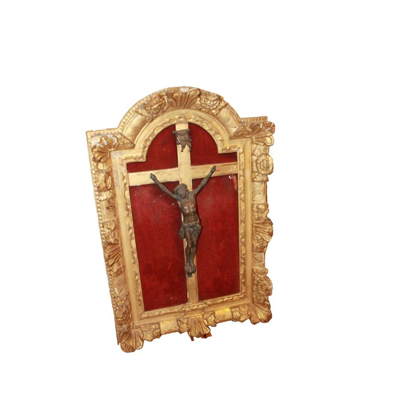 Bronze crucifix for table or wall, late 1700s