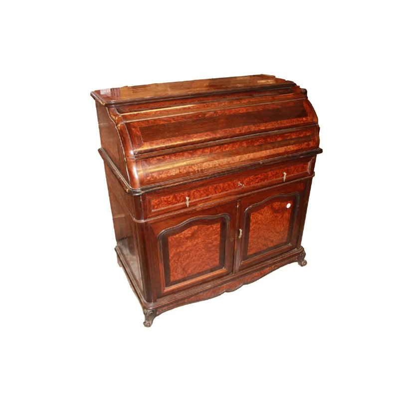 Luigi Filippo burr walnut cylinder desk with sink