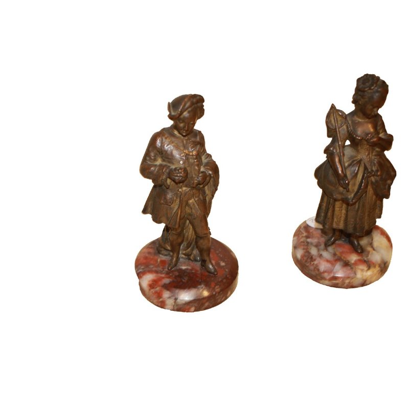 Dekorative Statuetten aus vergoldeter und geschwärzter Bronze