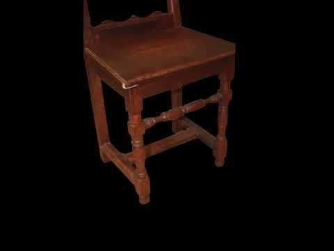 Gruppo di 4 Sedie Rustiche Francesi di fine 1800 in legno di Rovere - Foto 7
