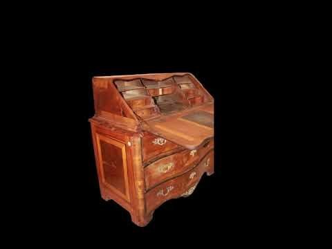 Ribalta francese di fine XVIII secolo in stile Luigi XV in legno pregiato con intarsi geometrici e floreali - Foto 9