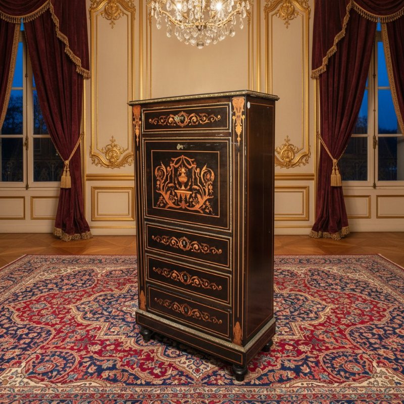 French Secretaire Napoleon III Style 19th Century Ebony Wood - Foto 7