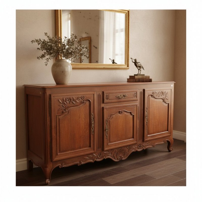 Credenza Francese Provenzale della Seconda Metà del 1800 in Legno Massello di Rovere - Foto 8