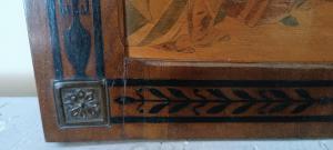 Pannello intarsiato ,cornice intarsiata ,primi 900 Italia ,sposalizio della vergine da Raffaello - Foto 8