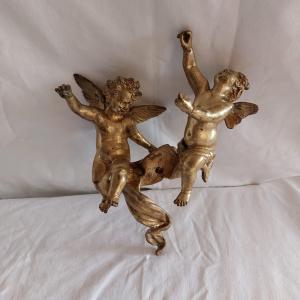 Coppia angeli in bronzo dorato