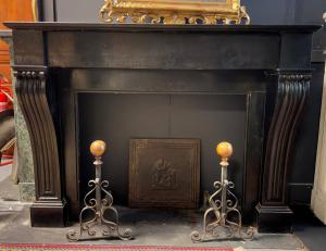 CHM726 - Antique black marble fireplace, 19th century, dimensions cm W 141 x H 106 x D 41
