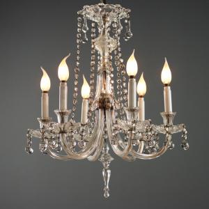 Kronleuchter aus Glas, sechs Lichter, Italien, Anfang 20. Jahrhundert