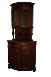 Französische Eckvitrine Doppelkorpus aus dem späten 19. Jahrhundert