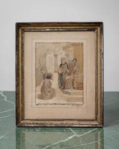 A.Ongaro - Scena D’Interno - Ricamo Su Tessuto - Italia 1867 