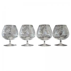 Cognacgläser aus edlem, graviertem Glas, 4er-Set VERHANDLUNGSBASIS