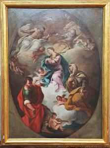 "L' incoronazione della Vergine tra i Santi" - Olio su tela - Sebastiano Conca (1680 - 1764) ambito di