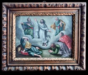 Ölgemälde auf Kupfer, Jesus mit Aposteln.