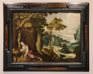 Paesaggio fantastico con Maria Maddalena, Paul Bril (Anversa, 1554 – Roma, 1626) Bottega di