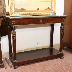 Empire mahogany console table with marble top