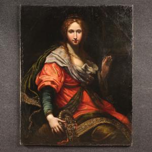 Ancient Italian painting from the 17th century, allegory of magnificence
