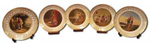 FIVE OLD PARIS PLATES, FIRST HALF 19TH CENTURY