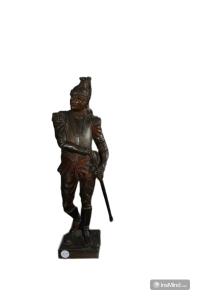 Scultura francese del 1800 in bronzo raffigurante Soldato Francese Firmata