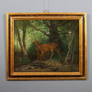 Gemälde: Rehkitz im Wald