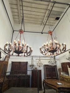 Lampadari in Legno Laccato e Ferro Battuto 1,60 m per 1,60 h