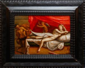 Bottega di Lambert Sustris (1515-1520 –1584 circa), Venere e Amore spiati da un satiro