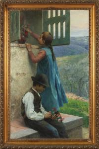 Arturo Faldi (Firenze 1856 1911) Fiori alla Madonnina, olio