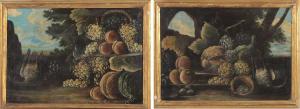 Coppia di antichi quadri oli su tela Italiani del 1800 "Natura Morta"