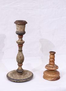 2 castiçais lacados, Toscana, século XVII
