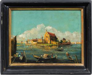 Pintor veneziano (século XIX-XX) — Veneza, vista da Ilha de San Cristoforo della Pace.