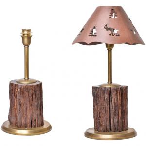 Lampade da tavolo in legno fossile per la casa di montagna - O/7566-7567-7568
