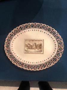 Oval pierced earthenware plate, manufactured by Angelo del Vecchio, Naples.