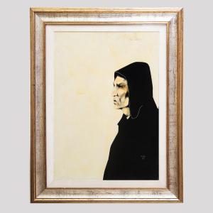 Giancarlo Cori, Studio di Dante, olio su tela, firmato, 1977