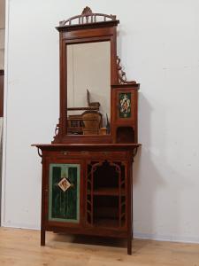 Liberty-Eingangsmöbel - Vitrinenschrank mit Spiegel - Konsole - Anfang des 20. Jahrhunderts