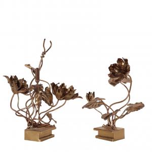 Coppia Sculture Stile Maison Jansen Ottone - Anni 70 Francia 