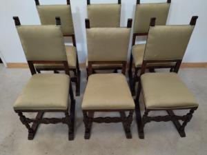 Gruppo di sei sedie stile rinascimento - noce - fine 800/primi 900
