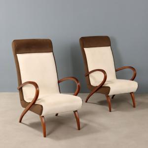 Paar Vintage zweifarbige Sessel aus den 50er Jahren