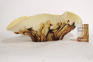Centrotavola giallo sabbia in vetro di Murano firmato Costantini