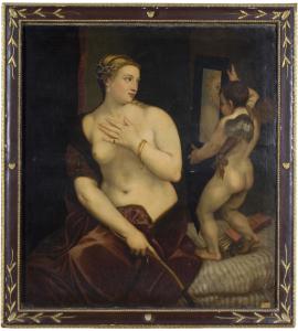 Venere allo specchio olio su tela ottocentesco